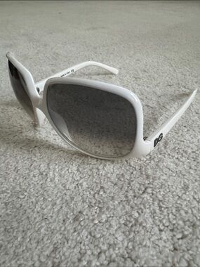 Dolce & Gabbana White Frame Sunglasses with Dark Lenses